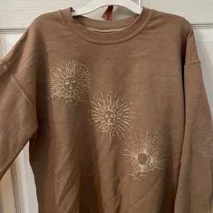 From pacsun, light brown/light yellow, size small but fits big